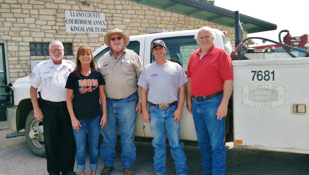 2.From left: Llano County Constable Bill Edwards, veteran of the U.S. Navy; Justice of the Peace Era Marion; road and bridge employees Patrick Doyle and David Lang; and Llano County Commissioner Ron Wilson, veteran of the U.S. Army JAG Corps.